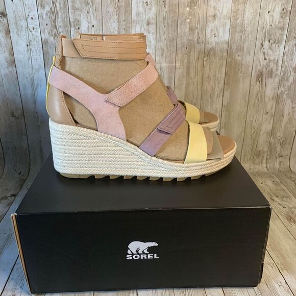 NEW Sorel CAMERON MultiStrap Wedge Sandal Shake Mauve Sea Salt Women's 12 - Picture 6 of 7